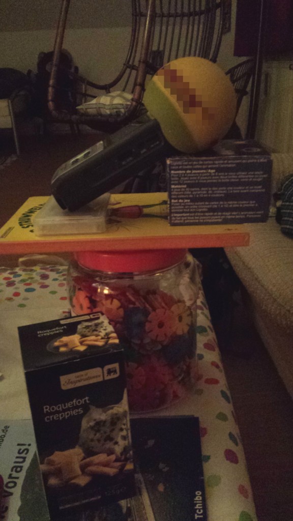Passt und spielt. Leider reichte die Vorbereitungszeit nicht, um aus den Steckblumen (unten) einen elaborierten Mikroständer zu basteln.